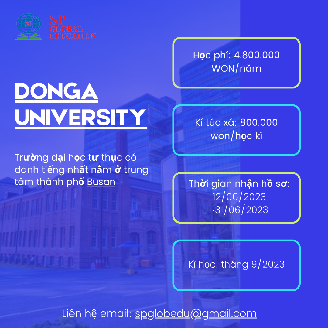 TRƯỜNG ĐẠI HỌC DONGA TUYỂN SINH HỆ TIẾNG HÀN THÁNG 9/2023